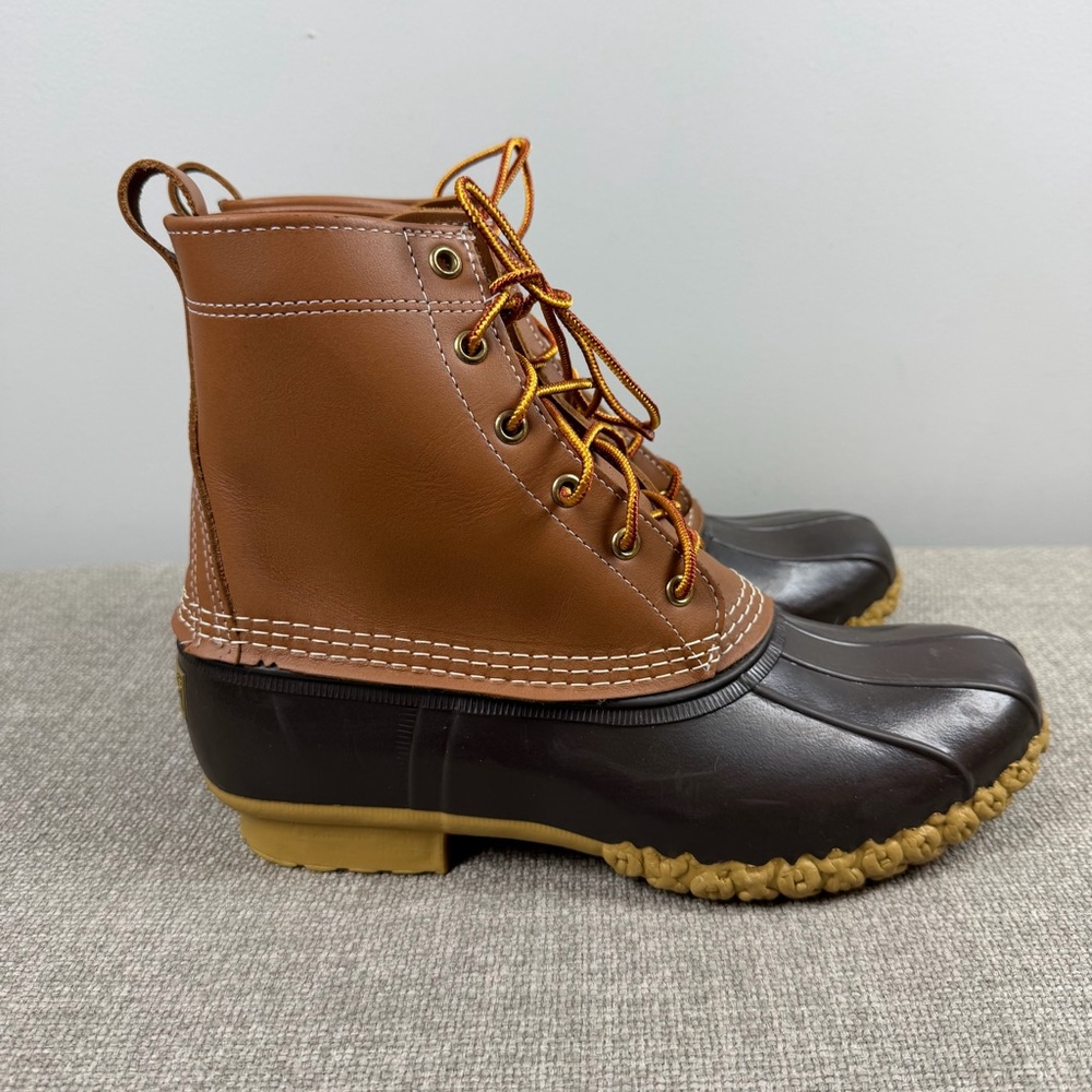 L.L. Bean Boots 8” Waterproof Tan Gum Duck Boots Men’s Size 8 Wide Work Rain